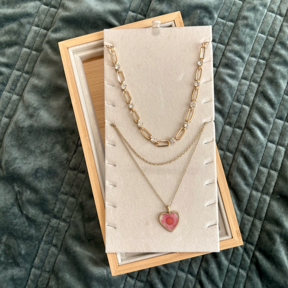 Bamboo Necklace Display + Gold Necklaces